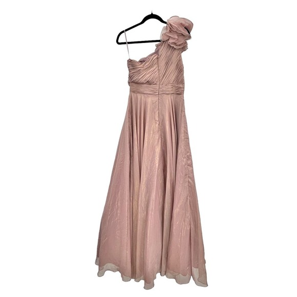 Mac Duggal Iridescent One Shoulder Rosette Ball Gown Rose Gold Size 6 NWT - Picture 4 of 12